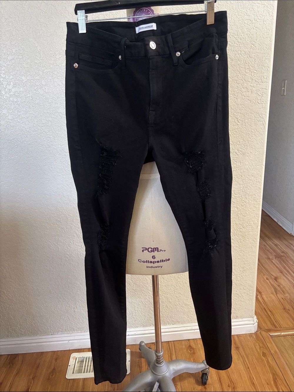 Good American Black Men's Skinny Ripped Jeans